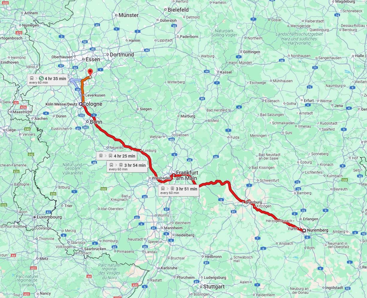 Anreise von Nürnberg Zu Wuppertal Über 