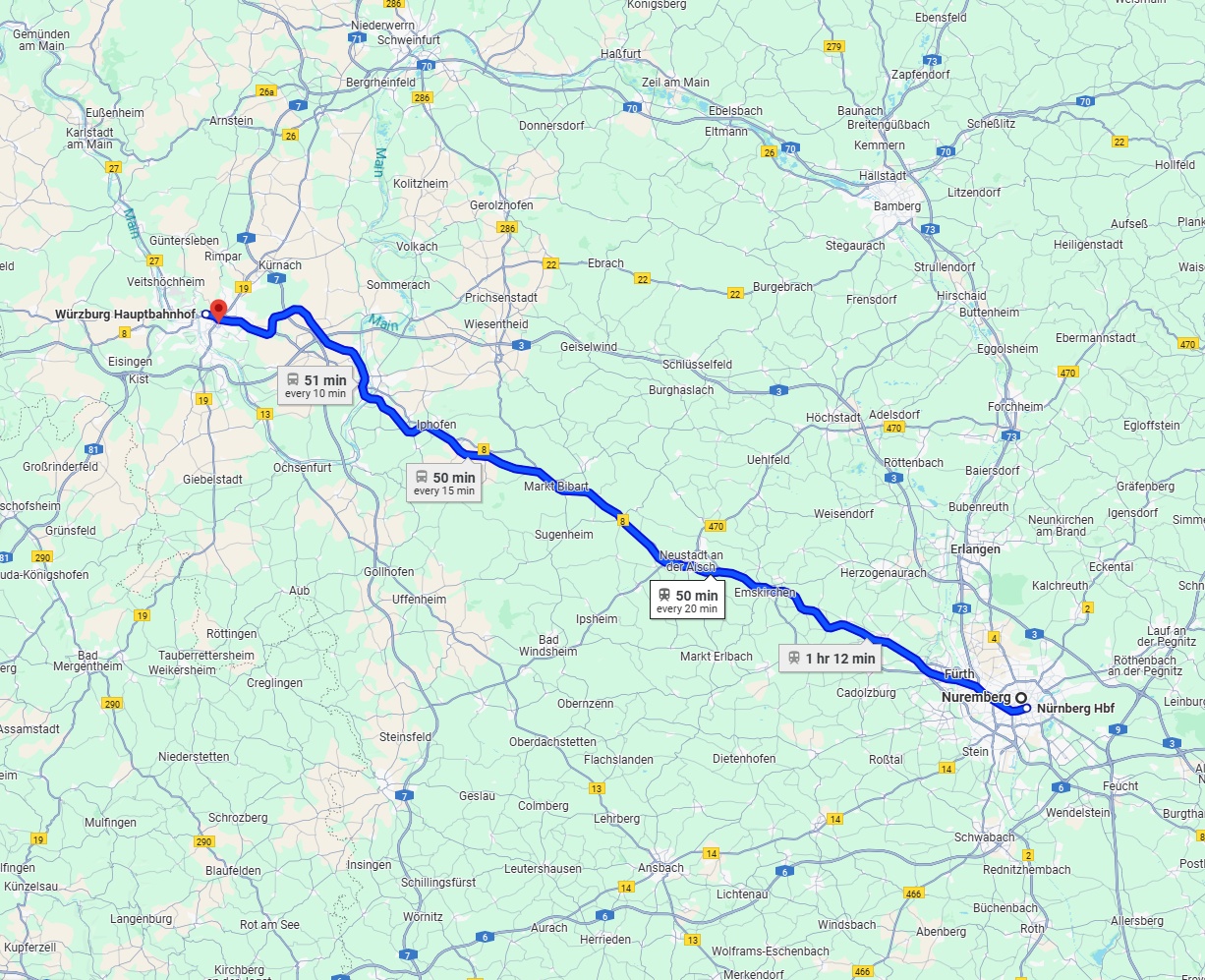 Anreise von Nürnberg Zu Würzburg Über 