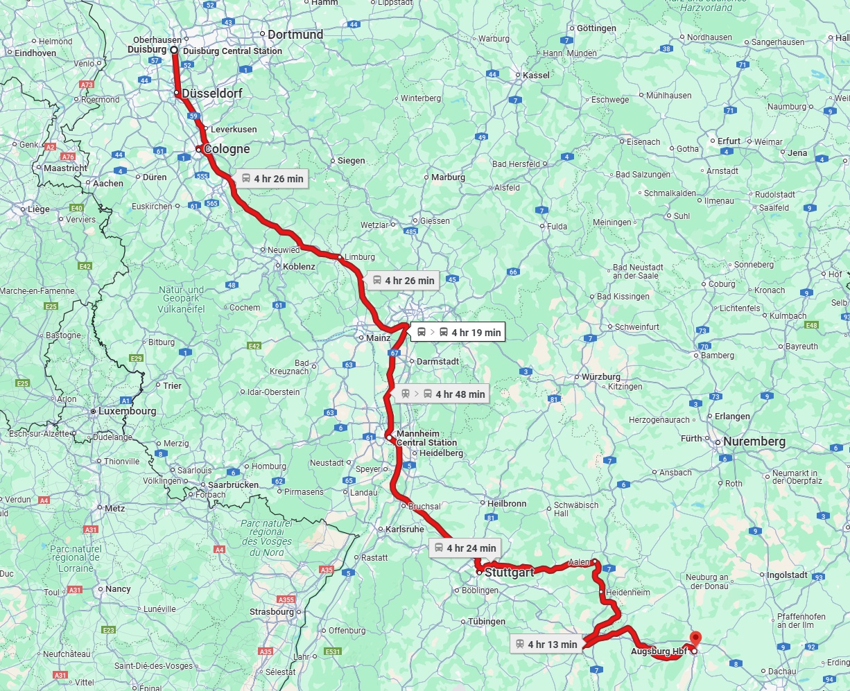 Anreise von Duisburg Zu Augsburg Über 