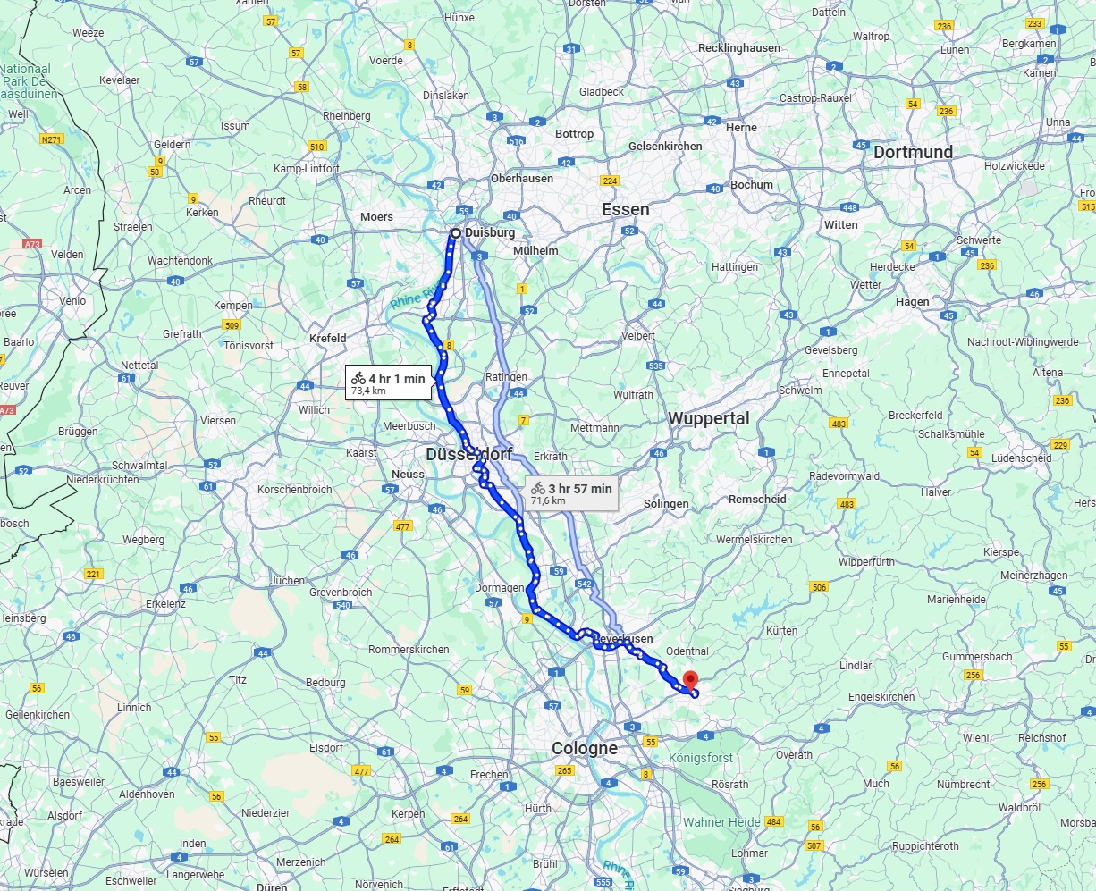 Anreise von Duisburg Zu Bergisch Gladbach Über 