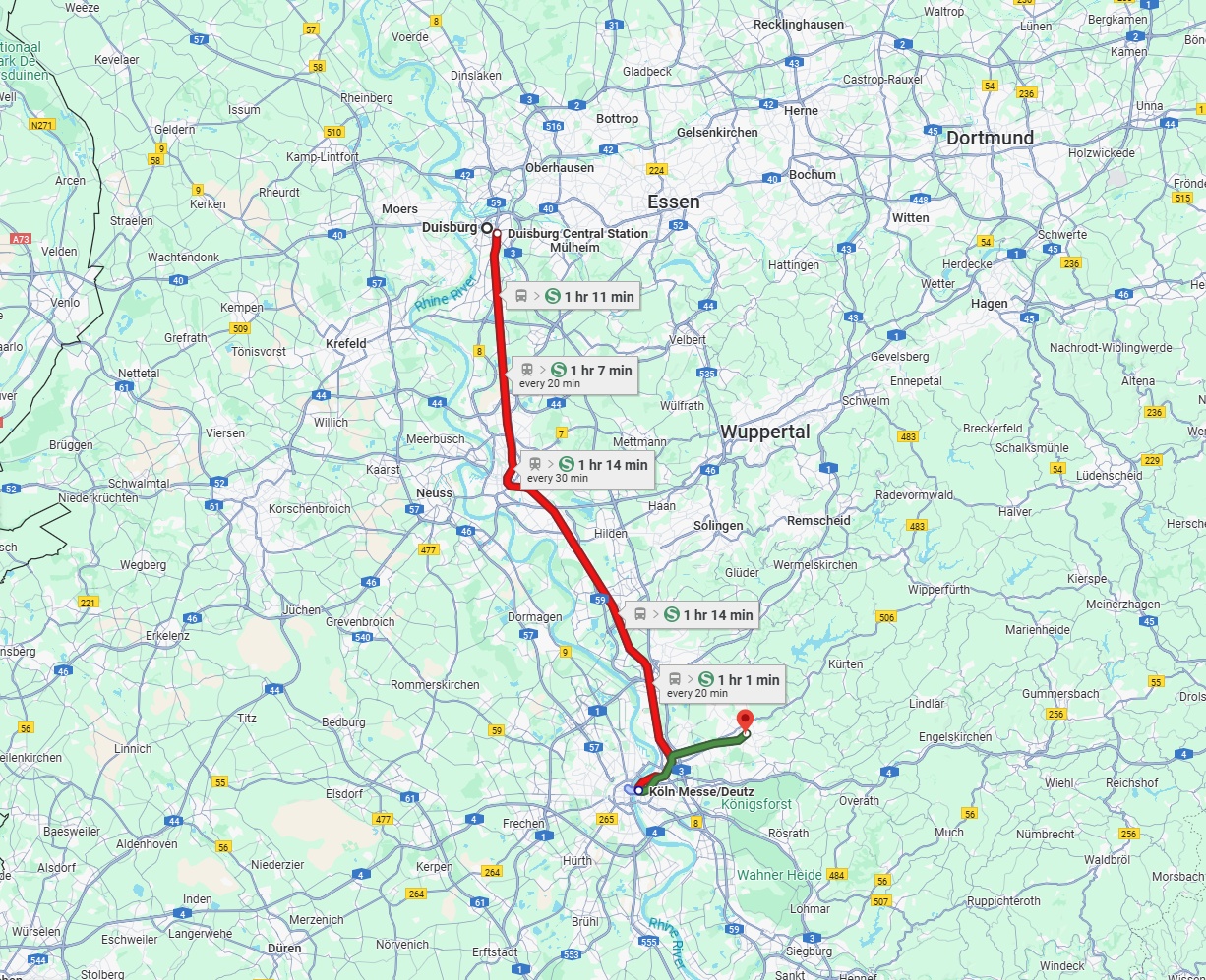 Anreise von Duisburg Zu Bergisch Gladbach Über 