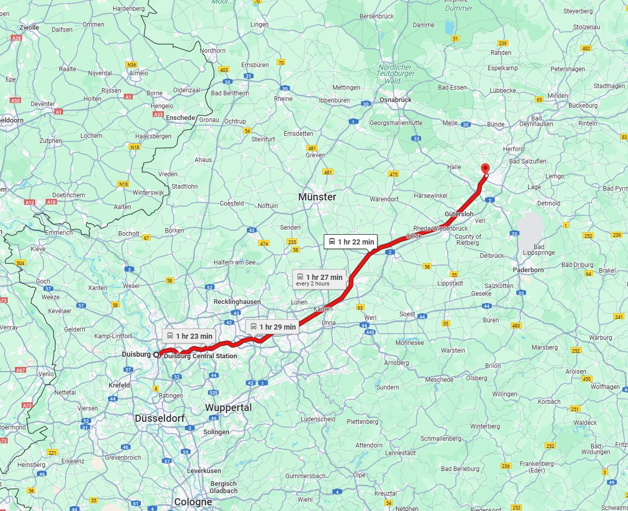 Anreise von Duisburg Zu Bielefeld Über 