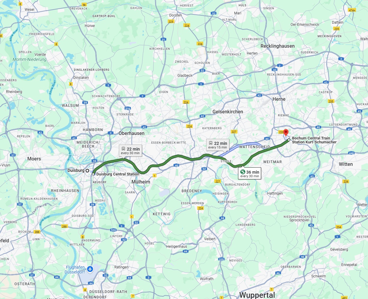 Anreise von Duisburg Zu Bochum Über 