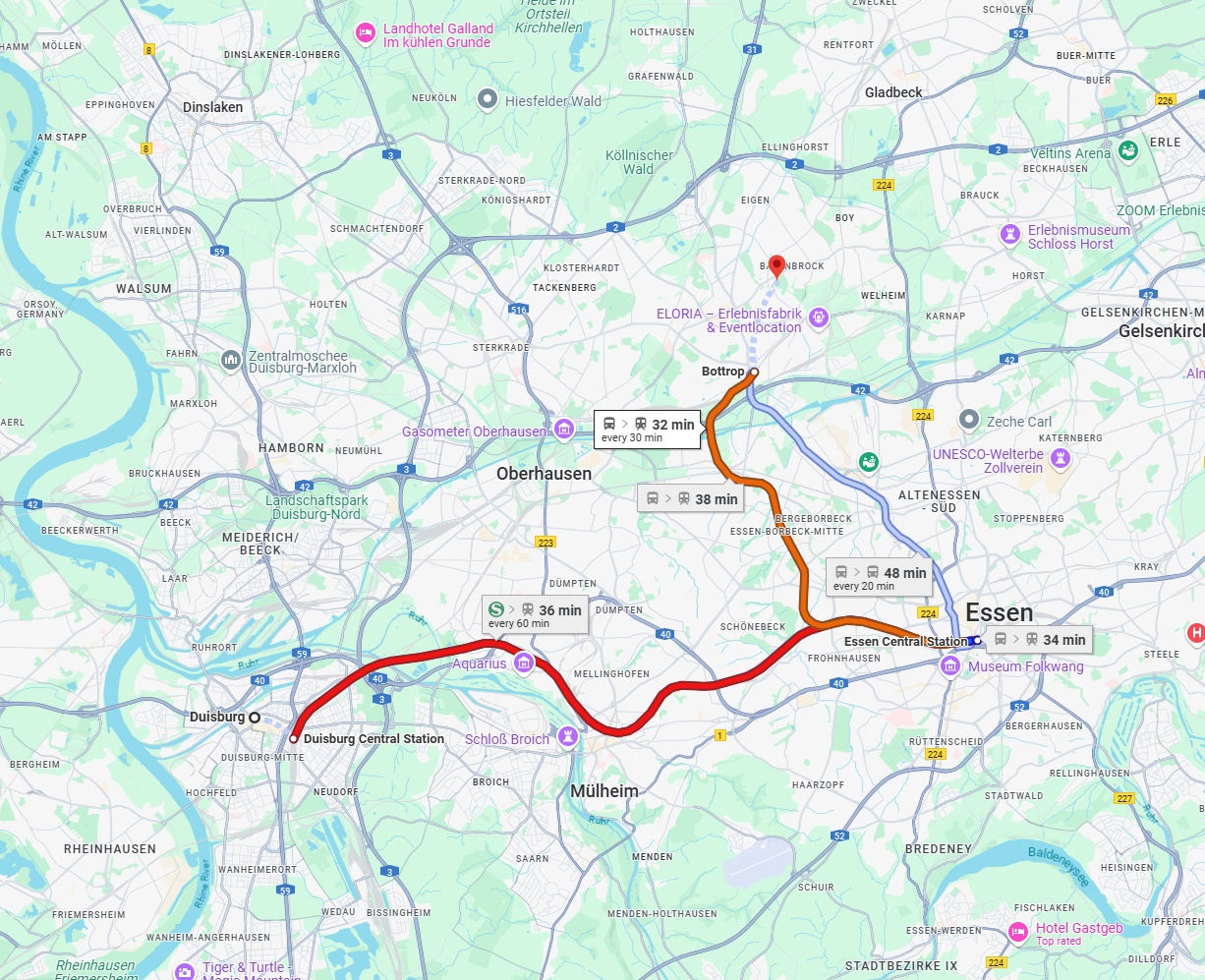 Anreise von Duisburg Zu Bottrop Über 