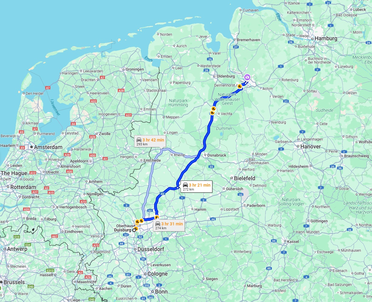 Anreise von Duisburg Zu Bremen Über via A1
