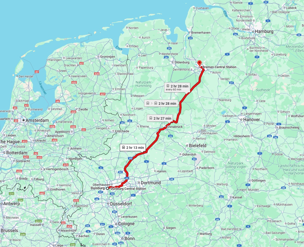 Anreise von Duisburg Zu Bremen Über 