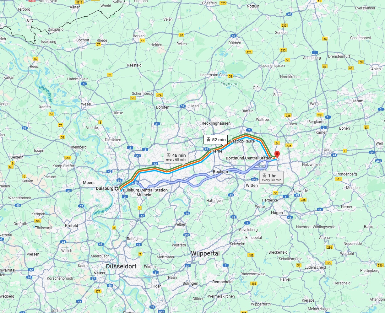 Anreise von Duisburg Zu Dortmund Über 