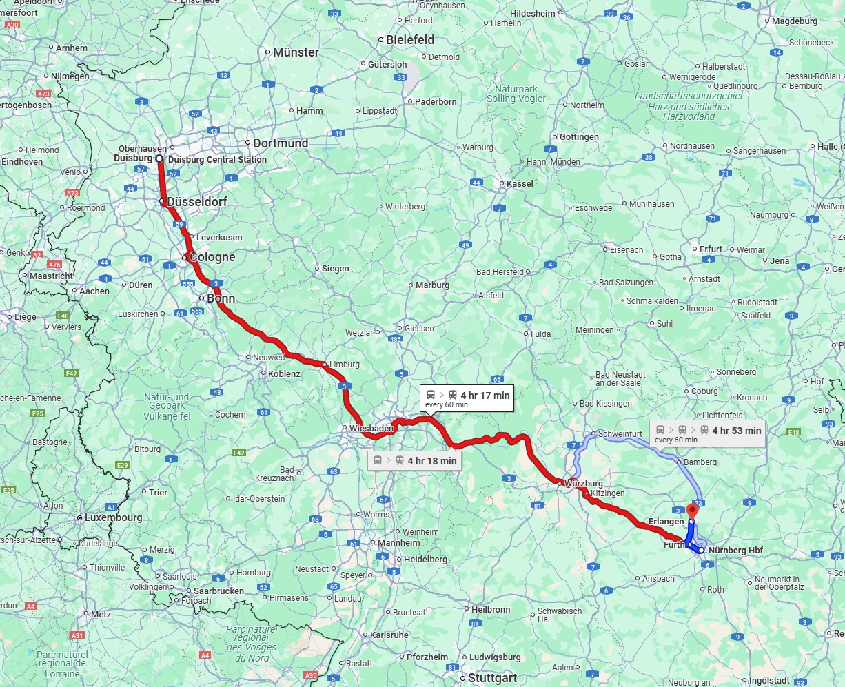 Anreise von Duisburg Zu Erlangen Über 