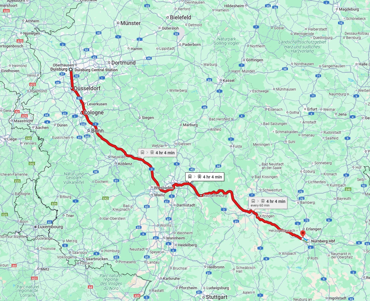 Anreise von Duisburg Zu Fürth Über 