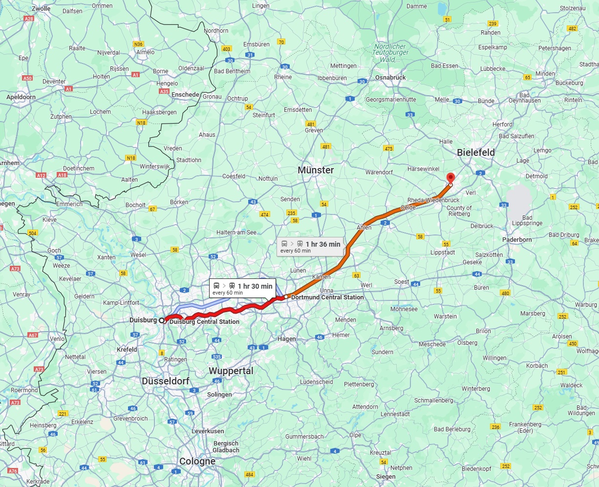 Anreise von Duisburg Zu Gütersloh Über 