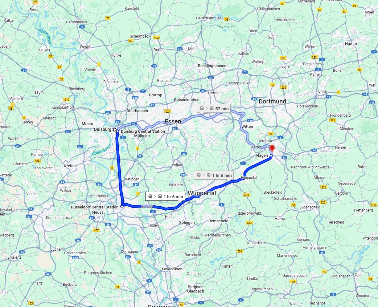 Anreise von Duisburg Zu Hagen Über 