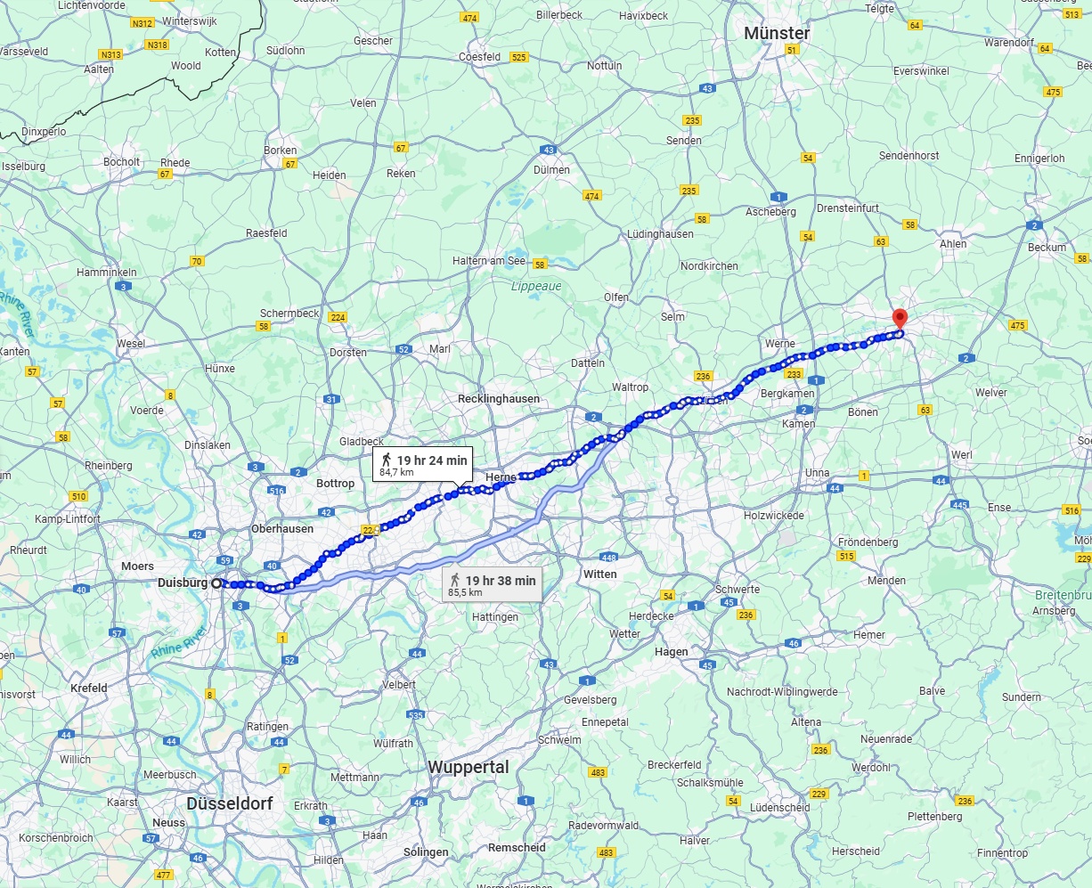 Anreise von Duisburg Zu Hamm Über 