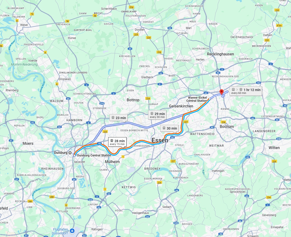Anreise von Duisburg Zu Herne Über 
