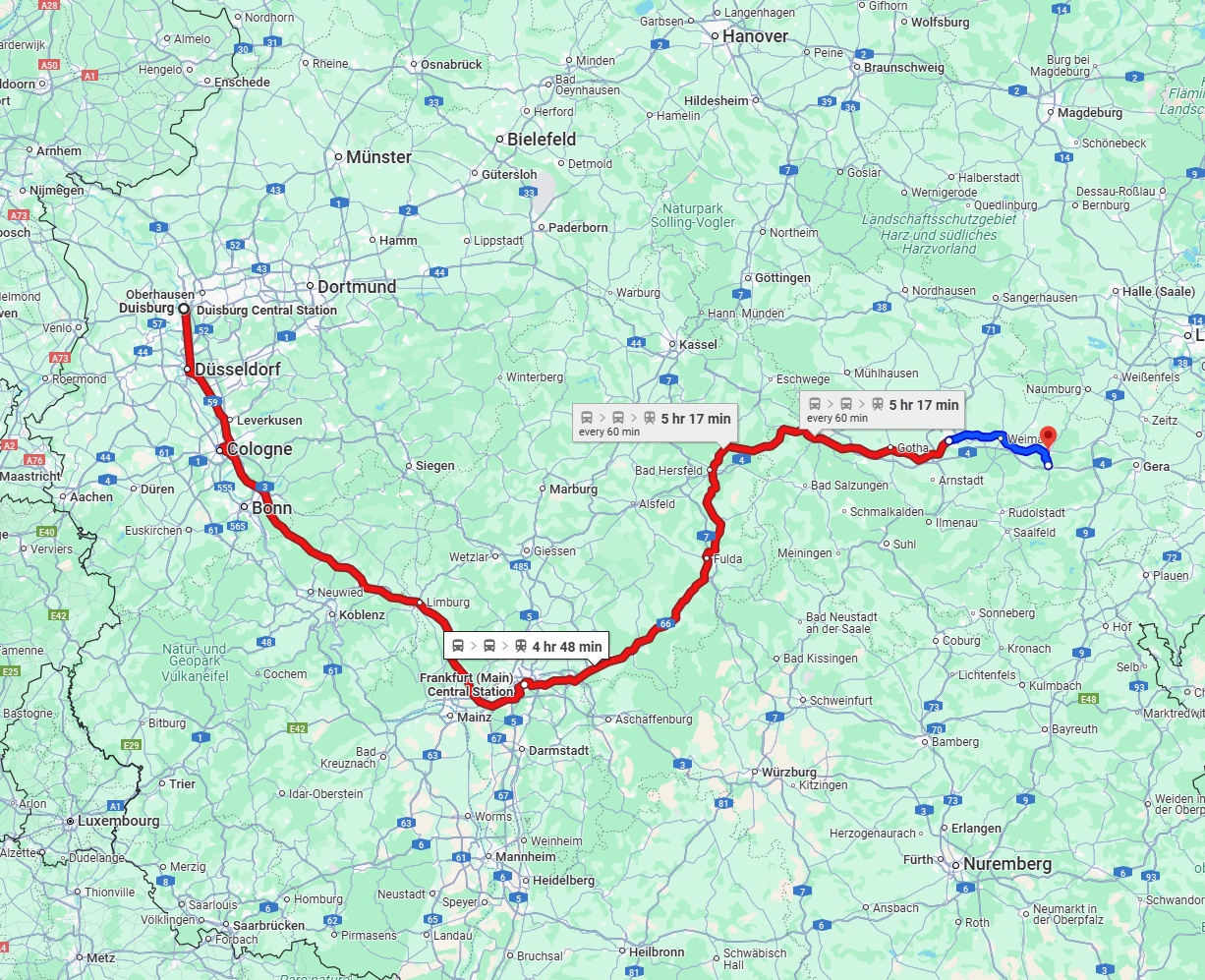 Anreise von Duisburg Zu Jena Über 