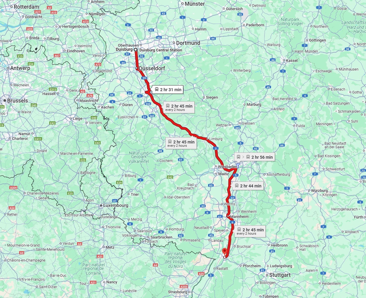 Anreise von Duisburg Zu Karlsruhe Über 