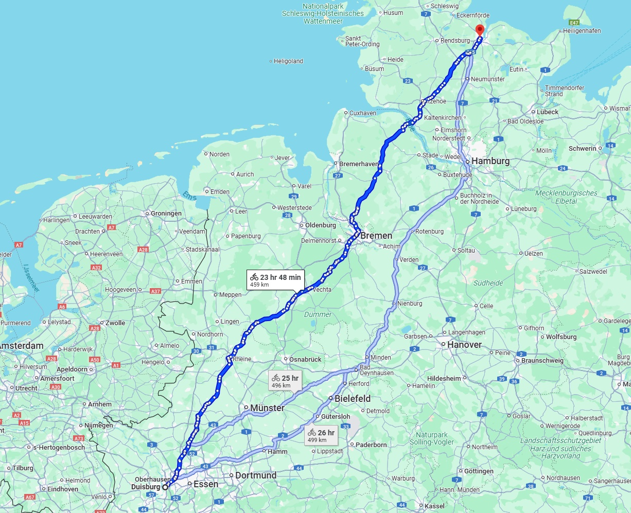 Anreise von Duisburg Zu Kiel Über 