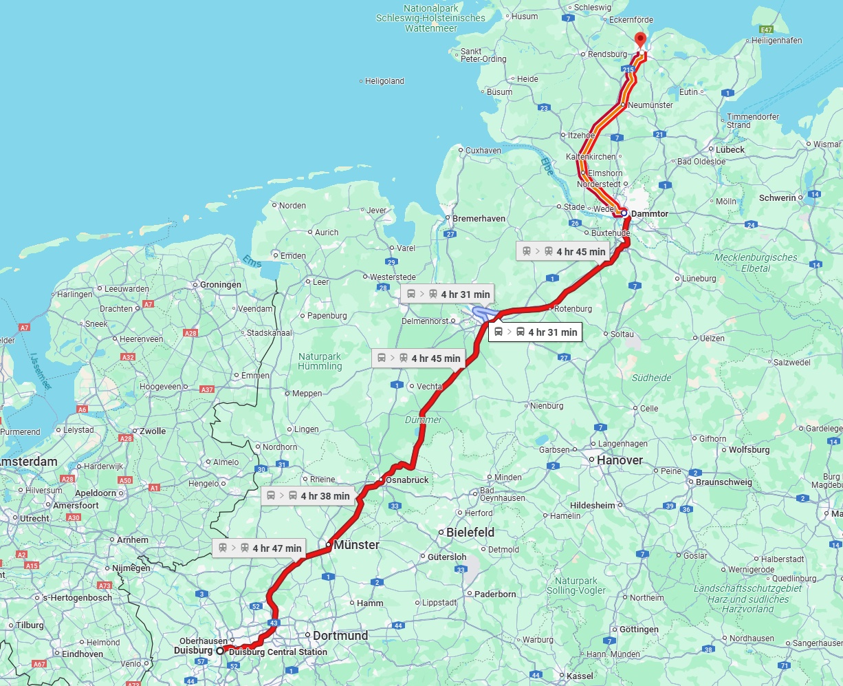 Anreise von Duisburg Zu Kiel Über 