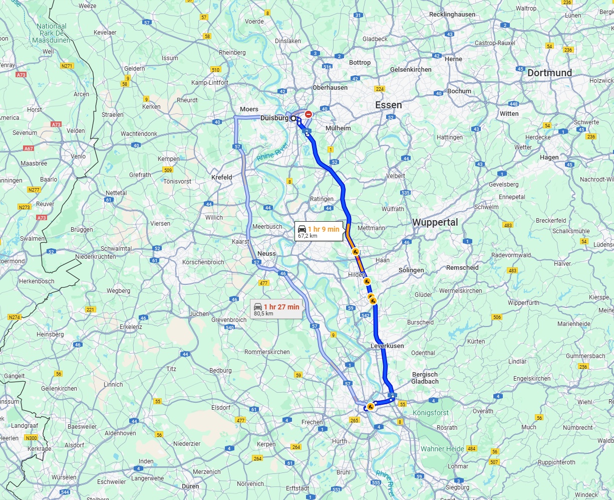 Anreise von Duisburg Zu Köln Über via A3