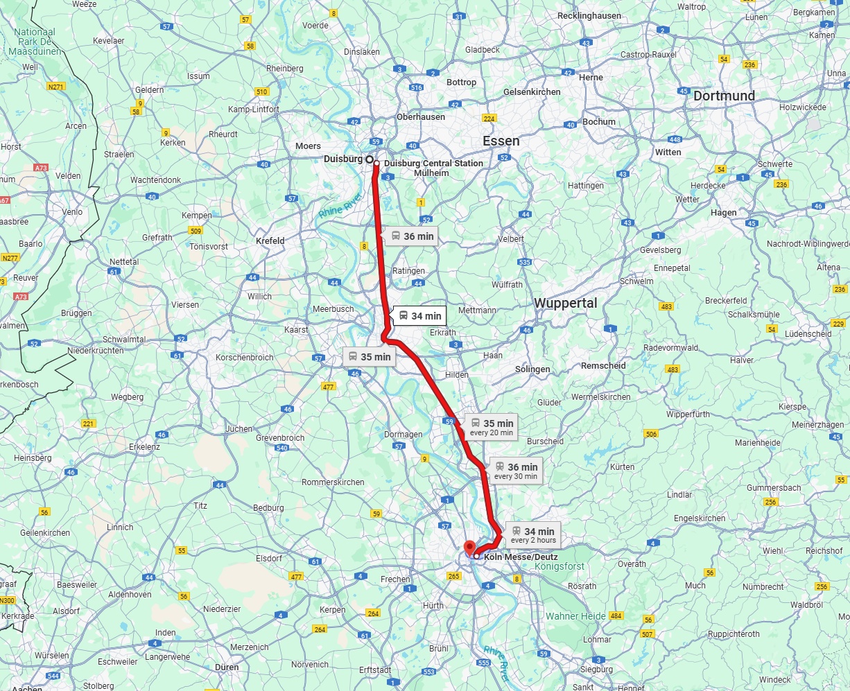 Anreise von Duisburg Zu Köln Über 