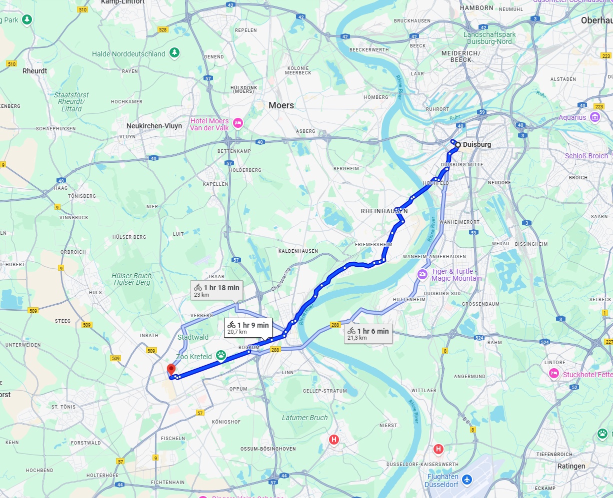 Anreise von Duisburg Zu Krefeld Über 