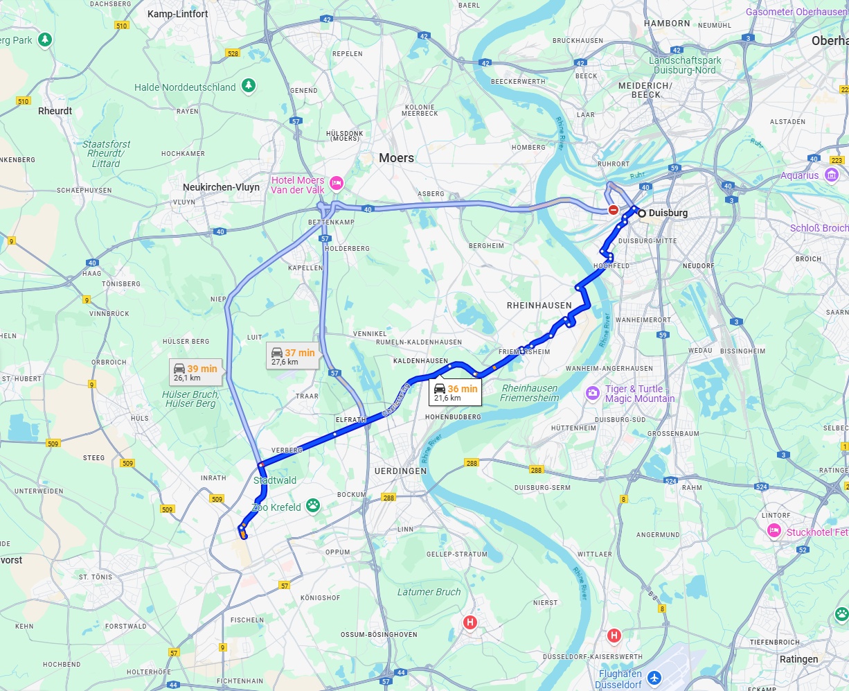 Anreise von Duisburg Zu Krefeld Über via L473