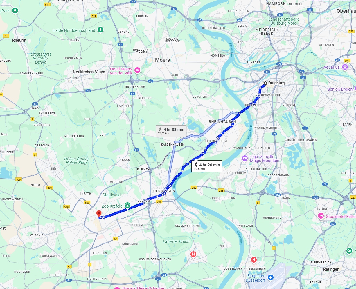 Anreise von Duisburg Zu Krefeld Über 