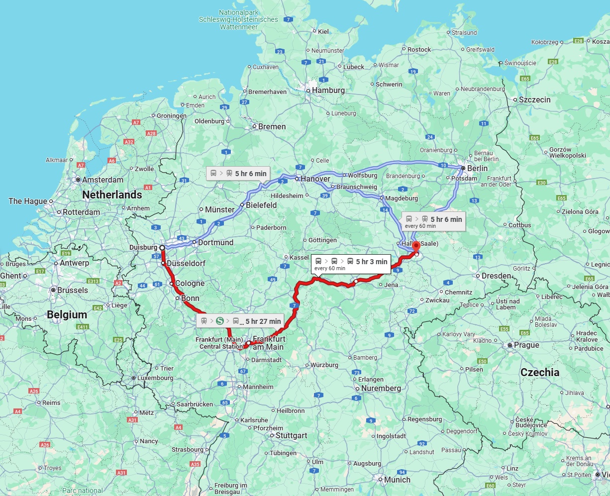 Anreise von Duisburg Zu Leipzig Über 