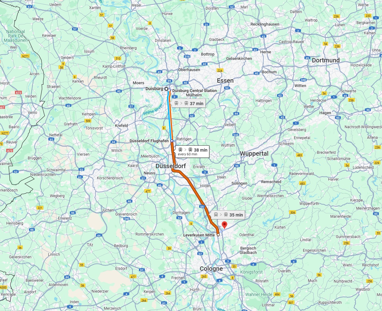Anreise von Duisburg Zu Leverkusen Über 