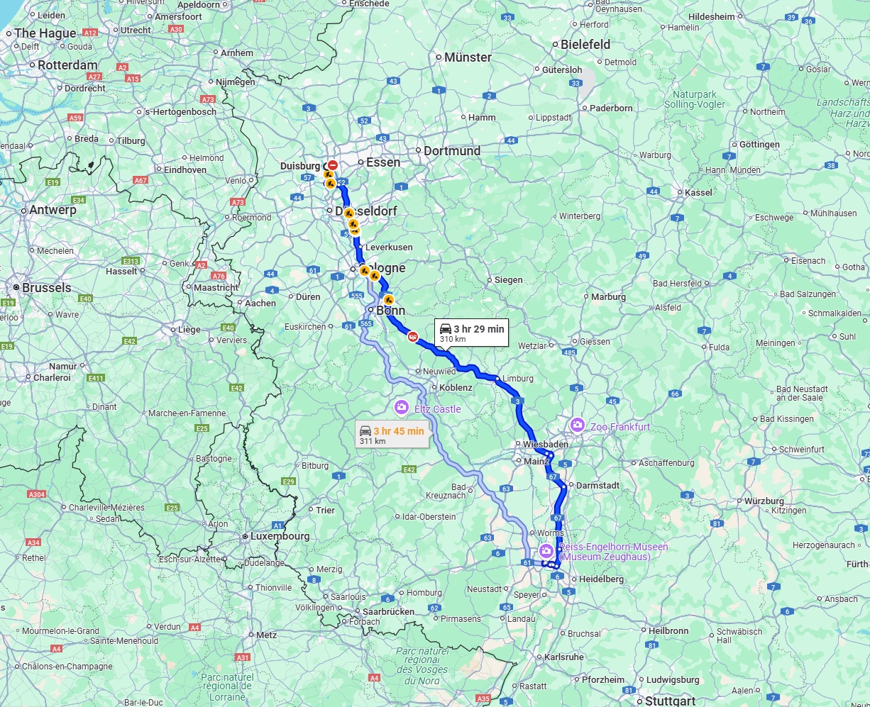 Anreise von Duisburg Zu Ludwigshafen am Rhein Über via A3