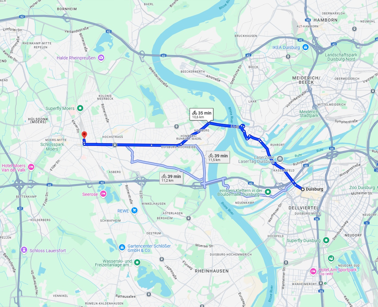 Anreise von Duisburg Zu Moers Über 