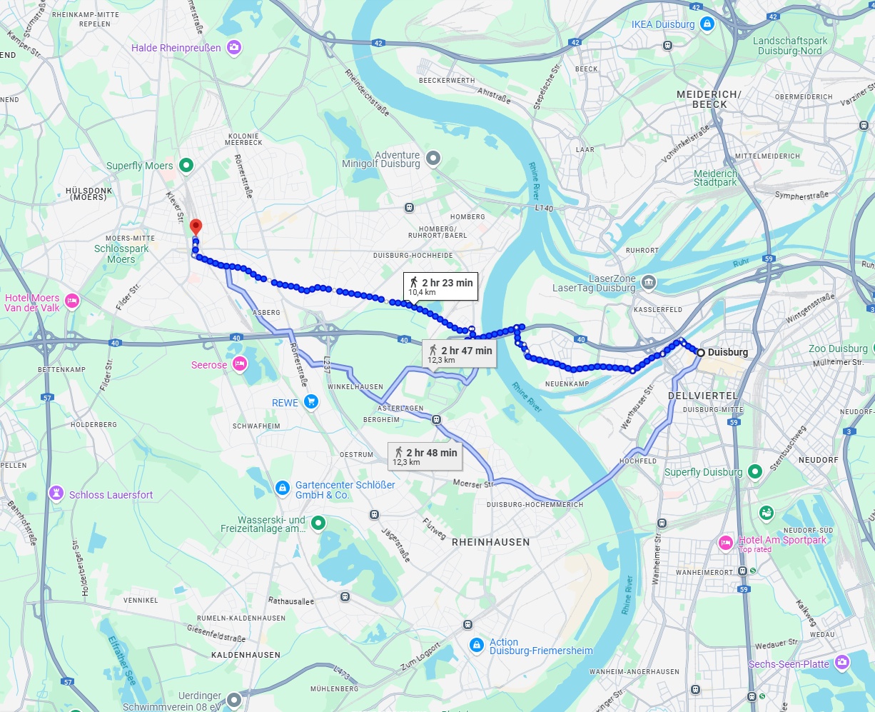 Anreise von Duisburg Zu Moers Über 