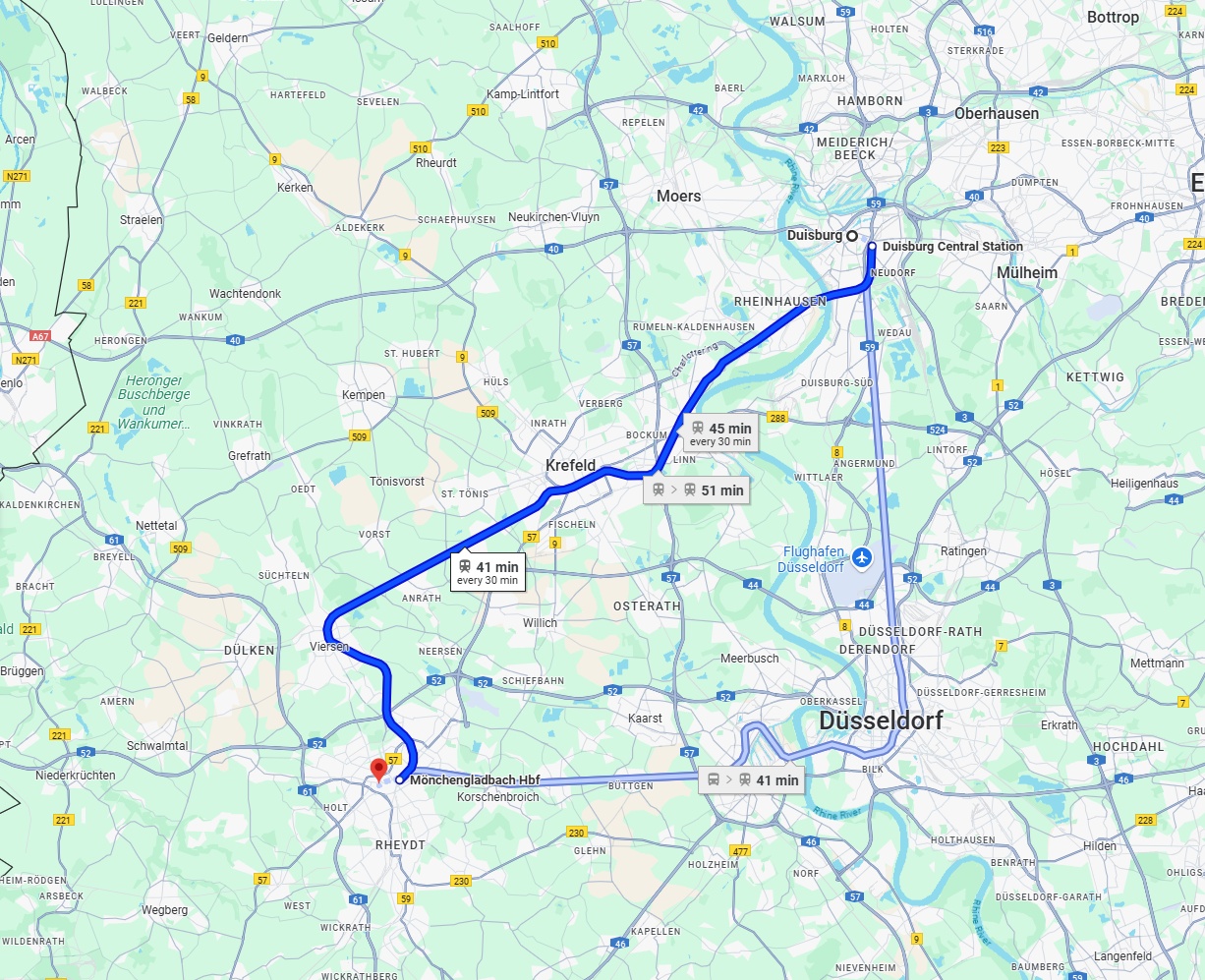 Anreise von Duisburg Zu Mönchengladbach Über 