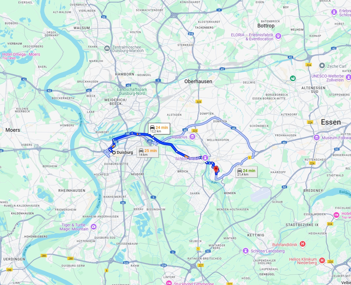 Anreise von Duisburg Zu Mülheim an der Ruhr Über via Ruhrdeich