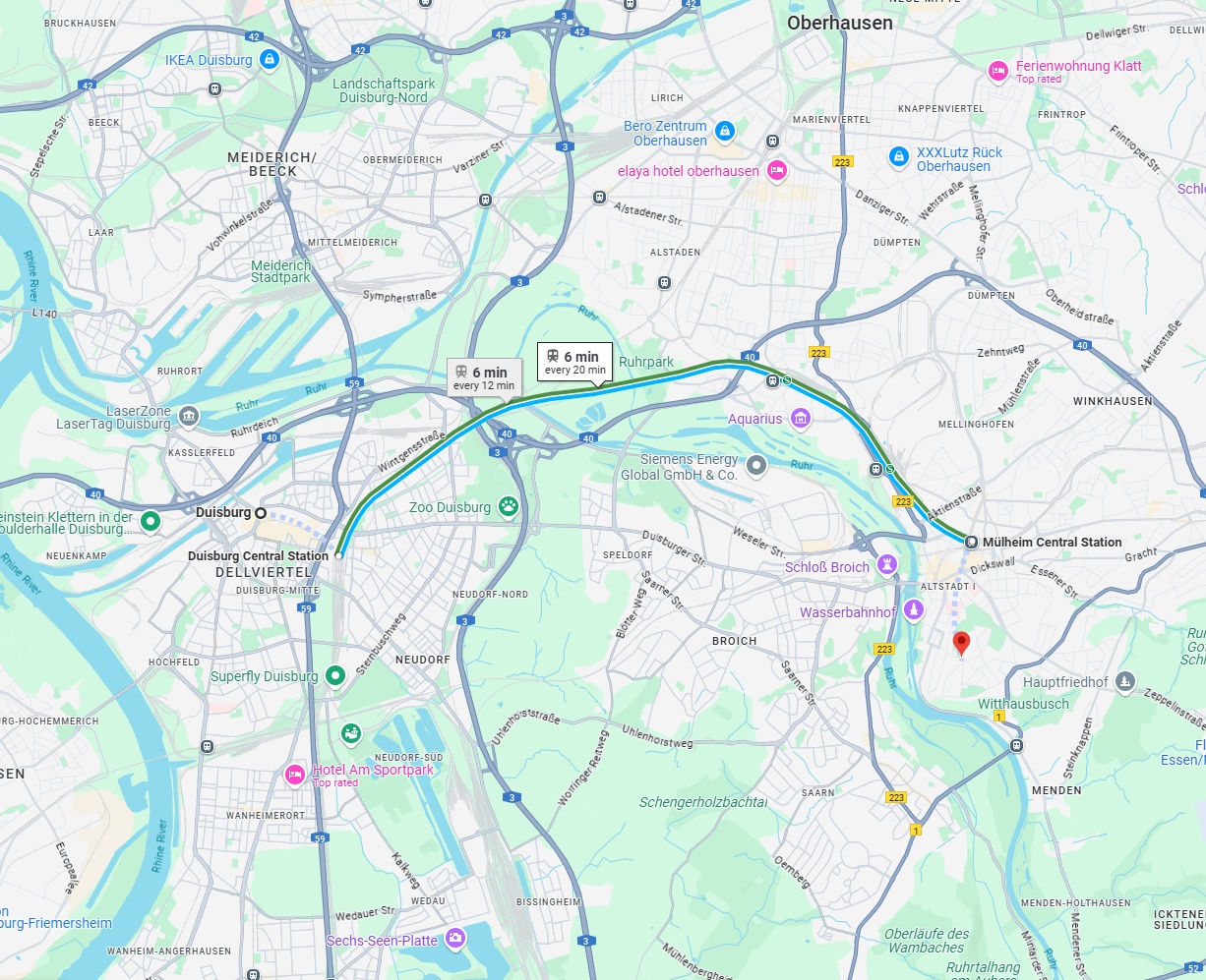 Anreise von Duisburg Zu Mülheim an der Ruhr Über 