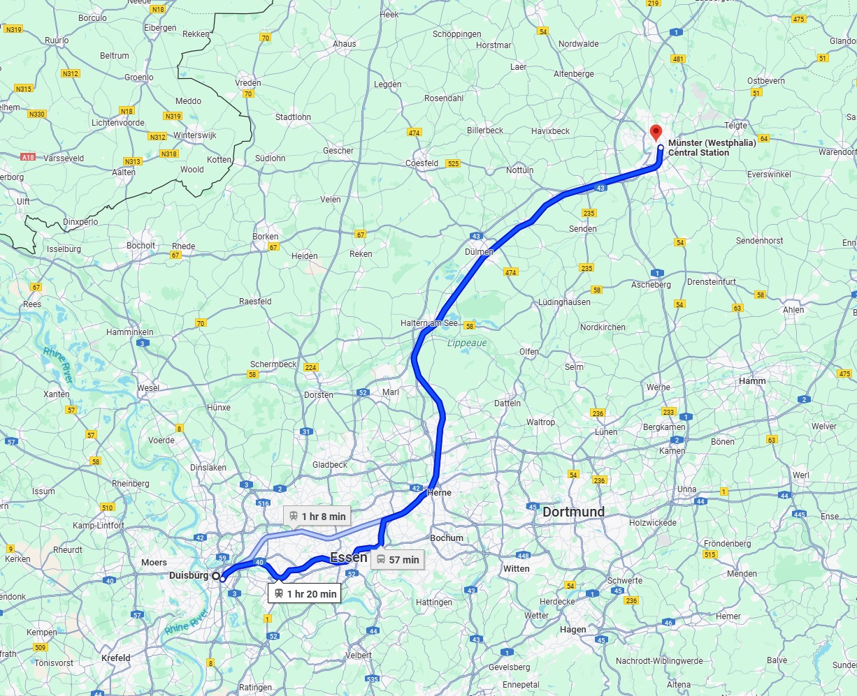 Anreise von Duisburg Zu Münster Über 