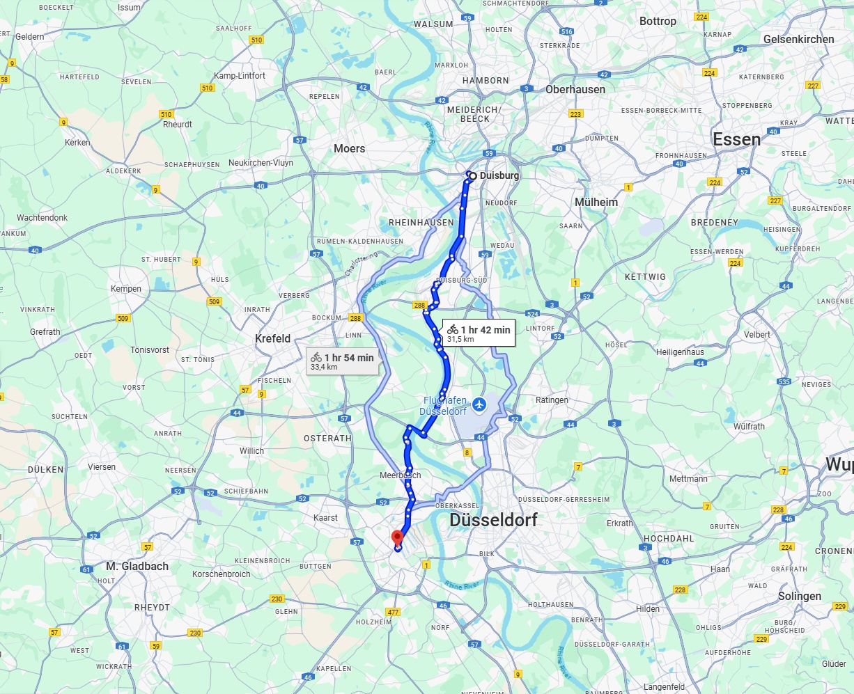 Anreise von Duisburg Zu Neuss Über 