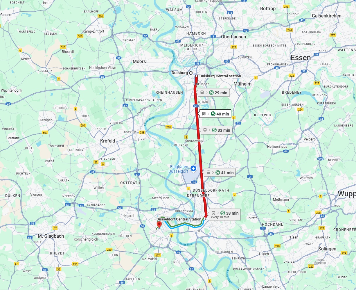 Anreise von Duisburg Zu Neuss Über 