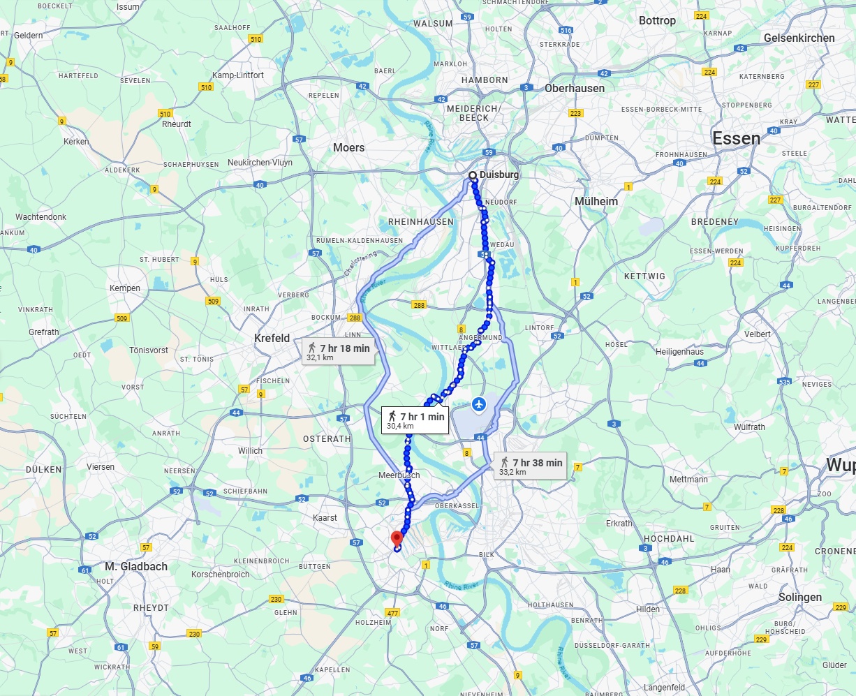 Anreise von Duisburg Zu Neuss Über 