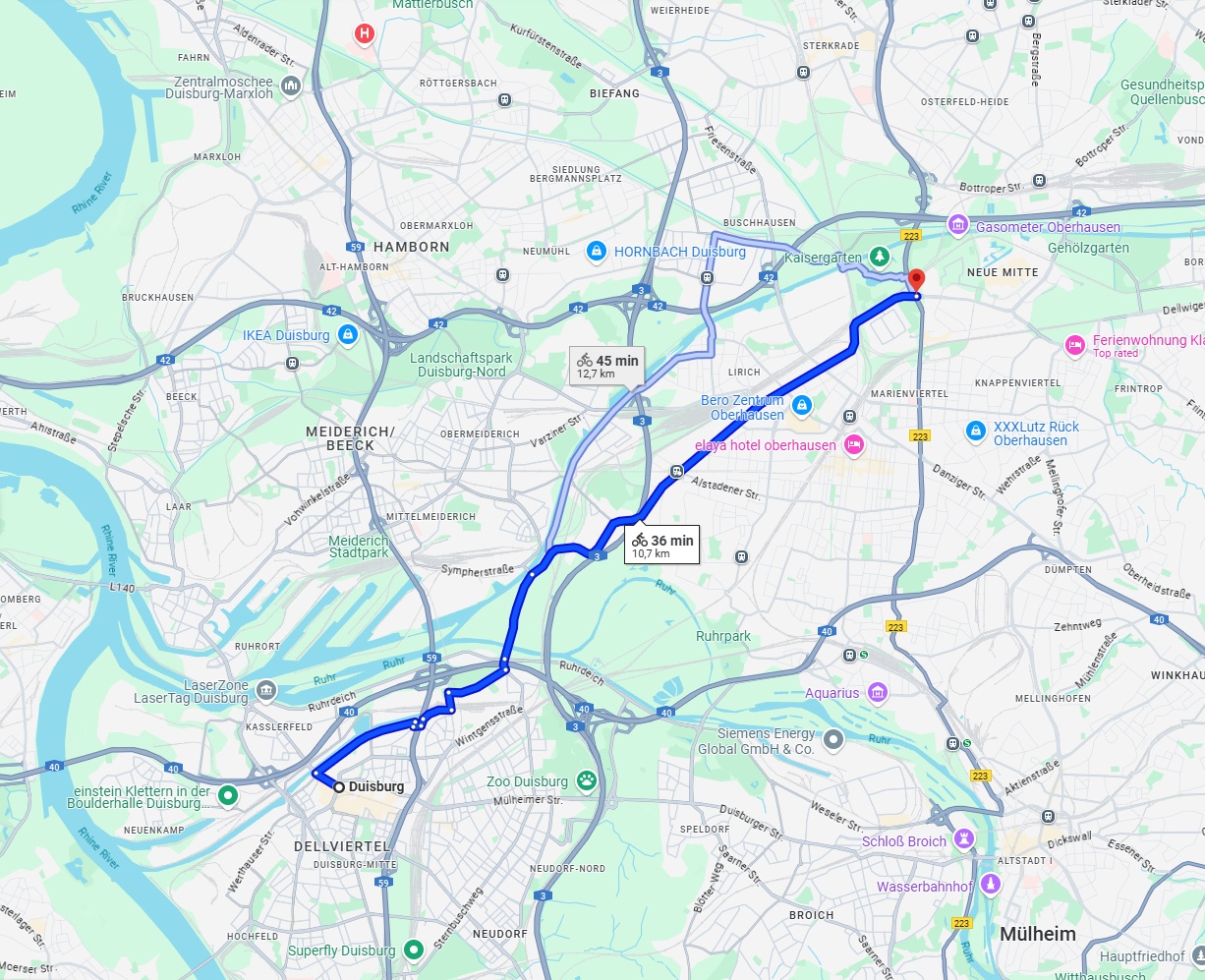Anreise von Duisburg Zu Oberhausen Über 