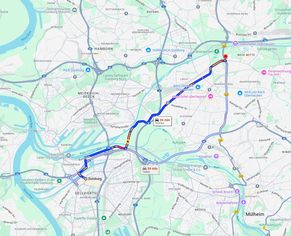 Anreise von Duisburg Zu Oberhausen Über via Duisburger Str.