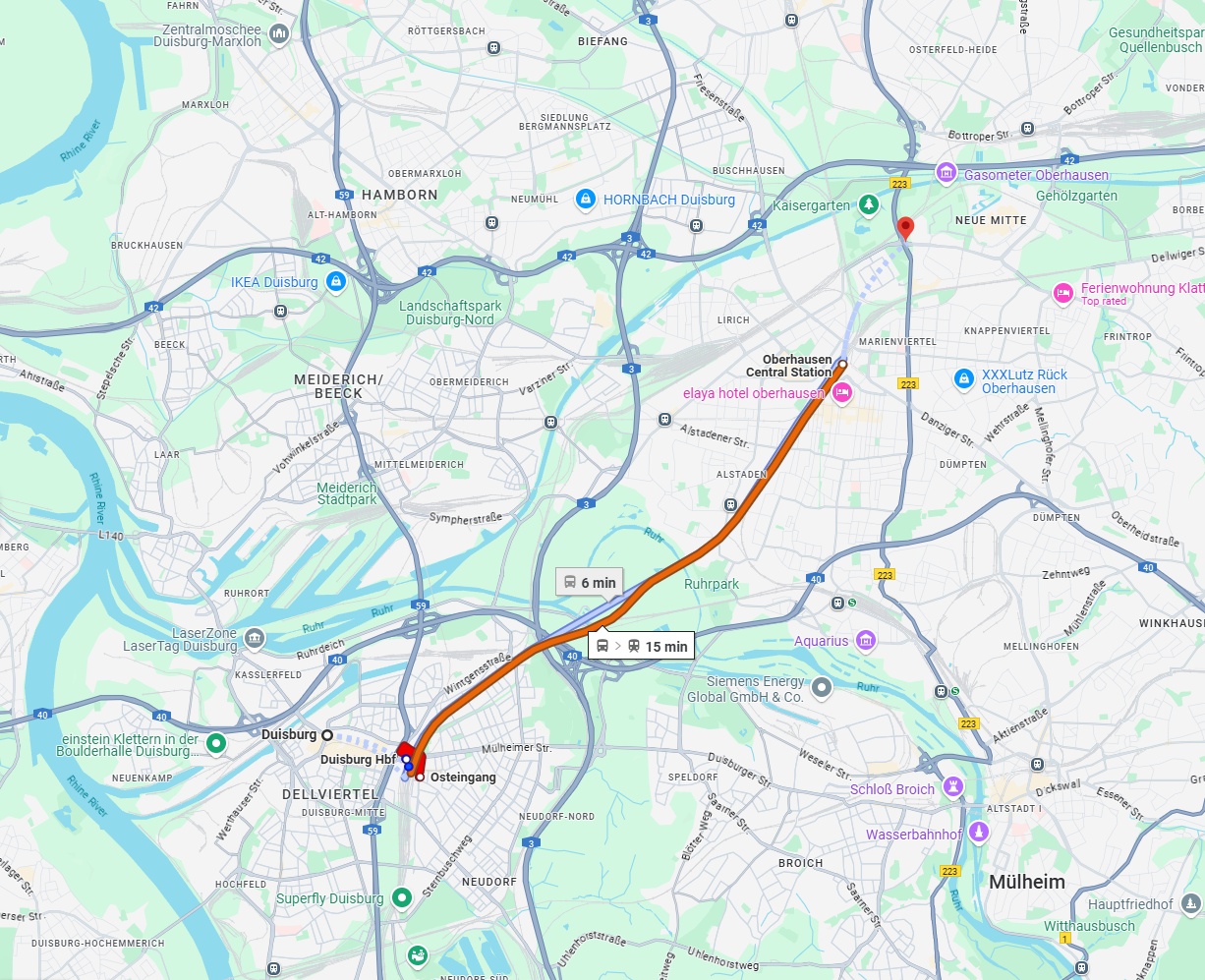 Anreise von Duisburg Zu Oberhausen Über 