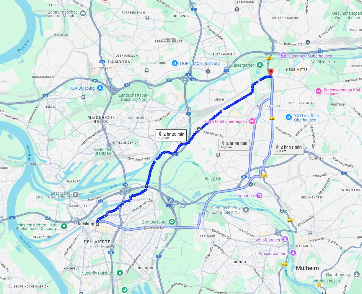 Anreise von Duisburg Zu Oberhausen Über 