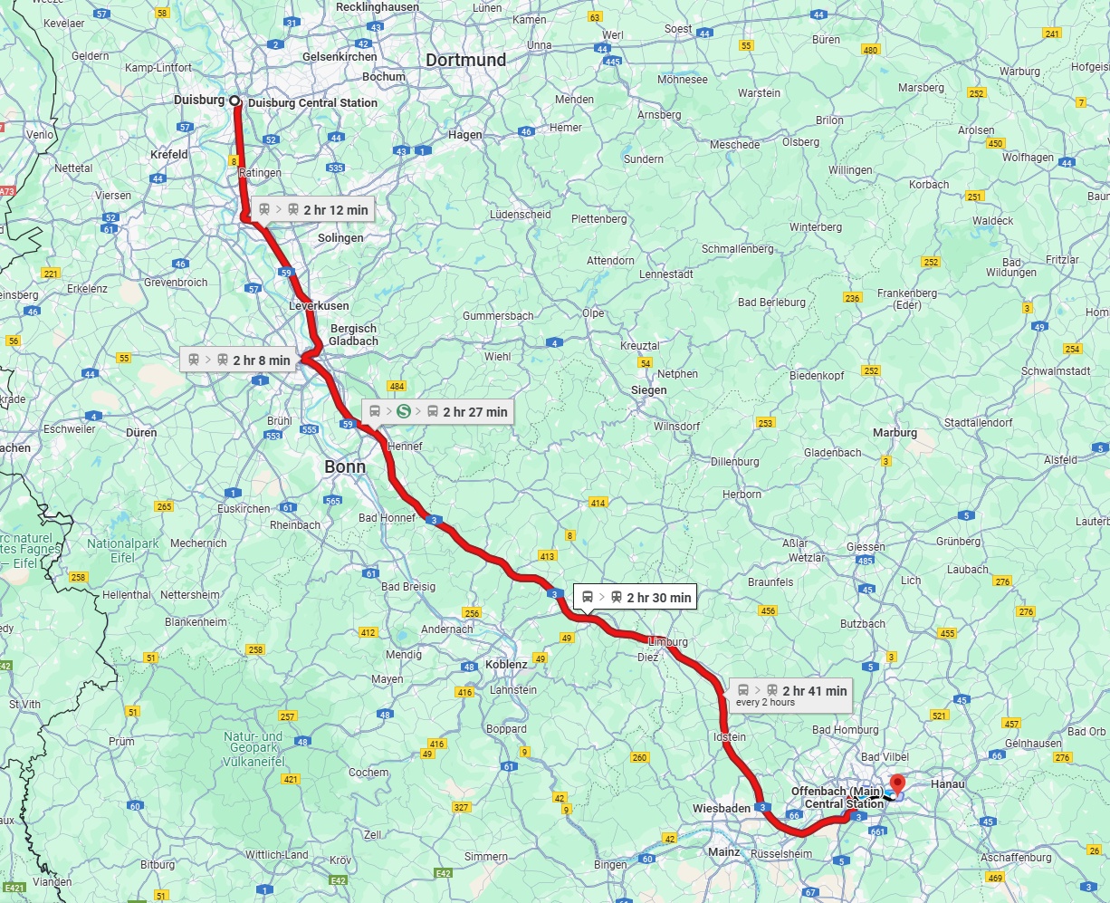 Anreise von Duisburg Zu Offenbach am Main Über 