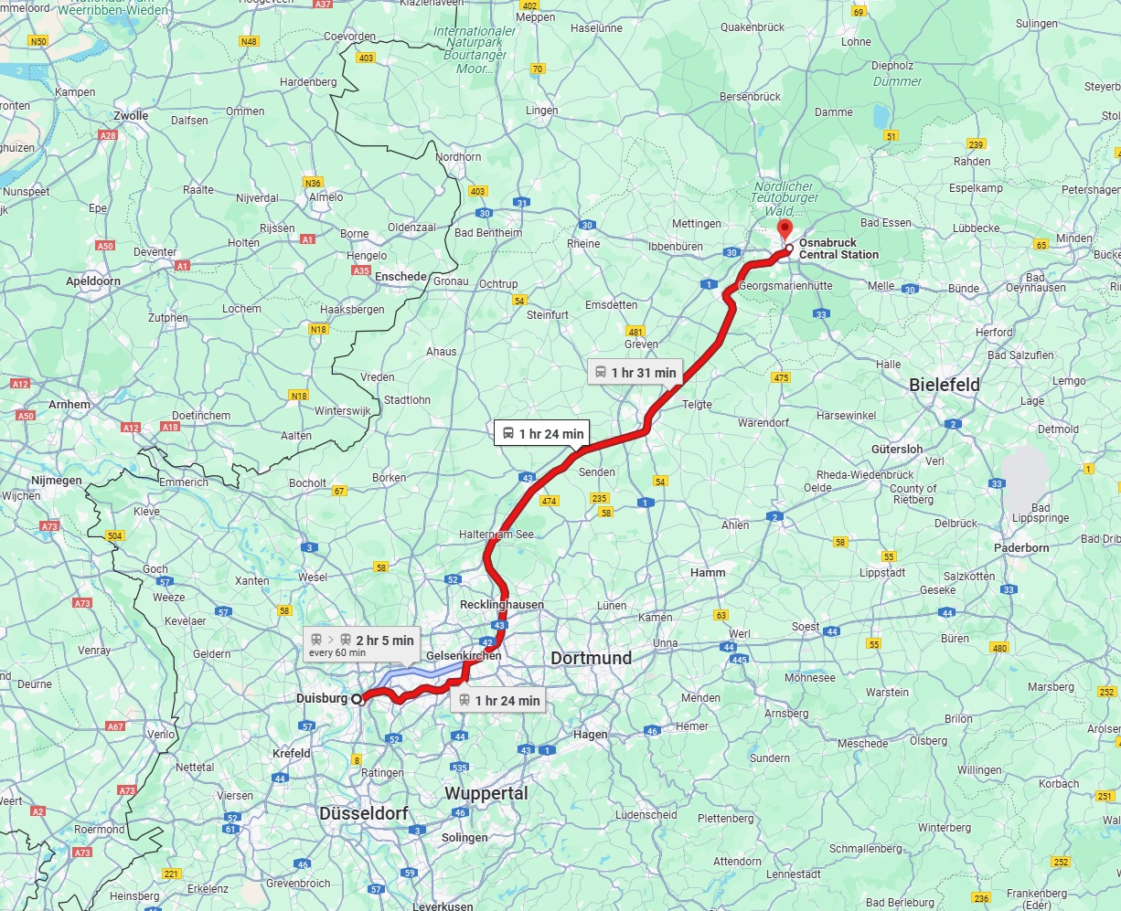 Anreise von Duisburg Zu Osnabrück Über 