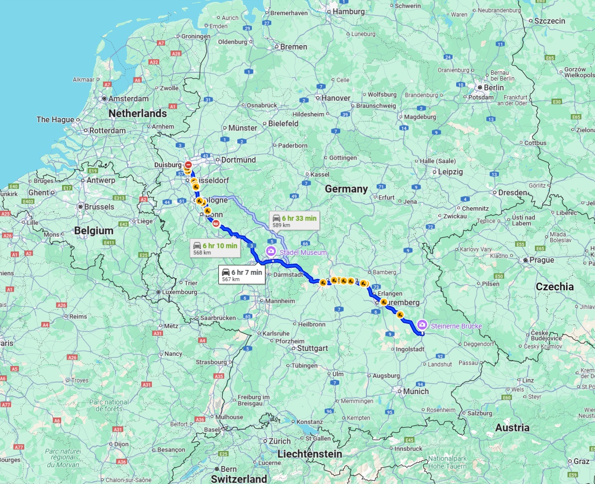 Anreise von Duisburg Zu Regensburg Über via A3