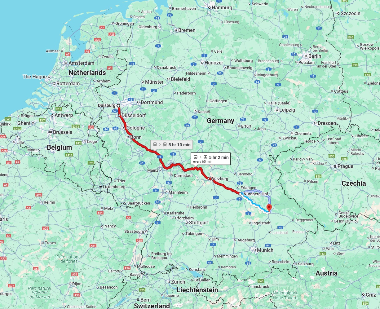 Anreise von Duisburg Zu Regensburg Über 