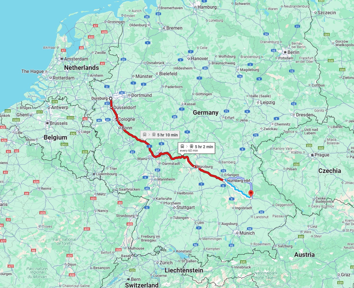 Anreise von Duisburg Zu Regensburg Über 