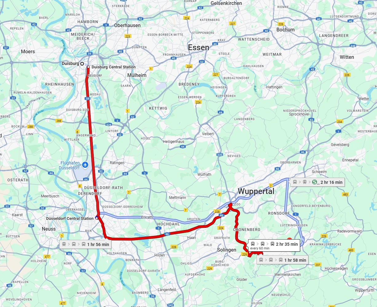 Anreise von Duisburg Zu Remscheid Über 