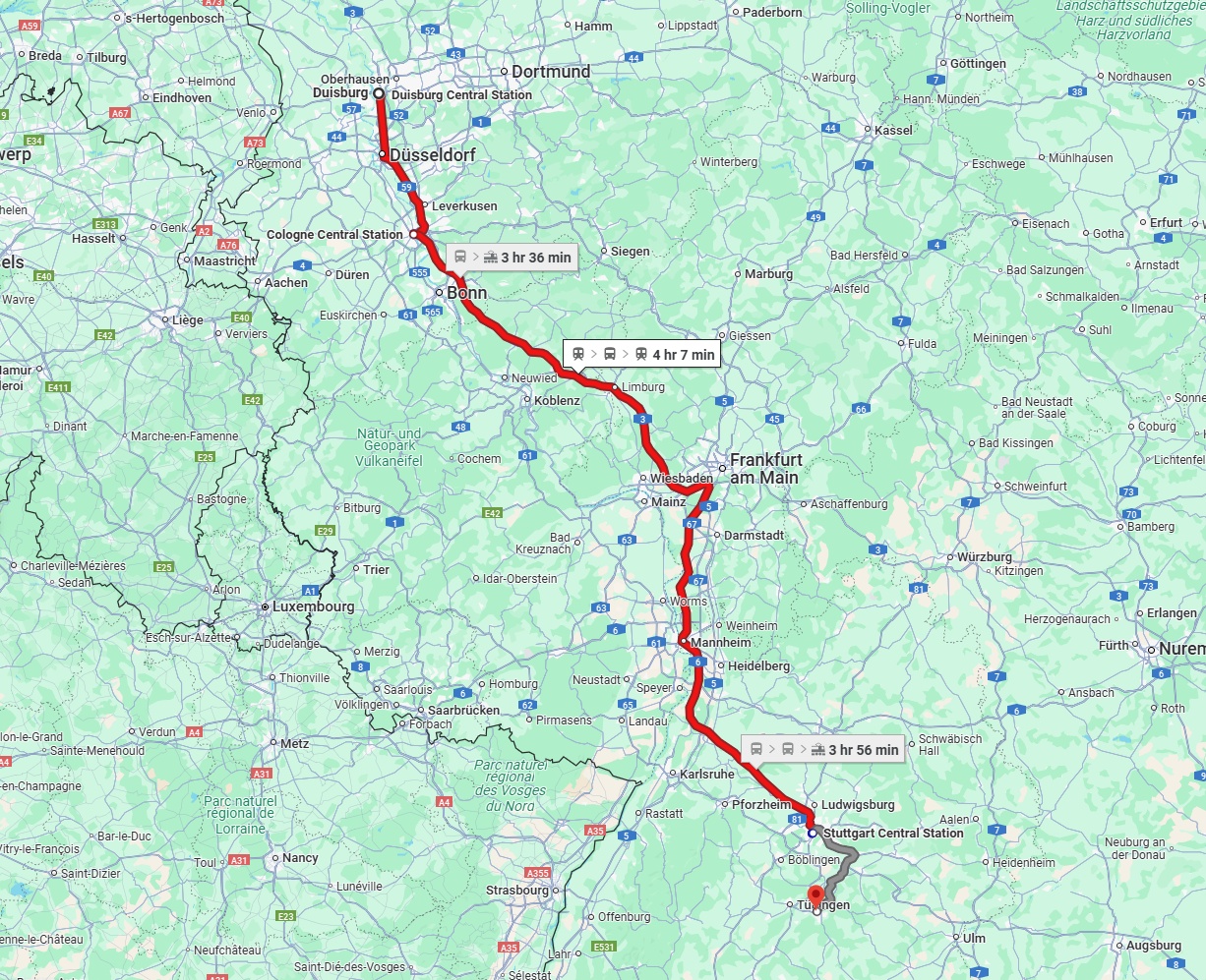 Anreise von Duisburg Zu Reutlingen Über 