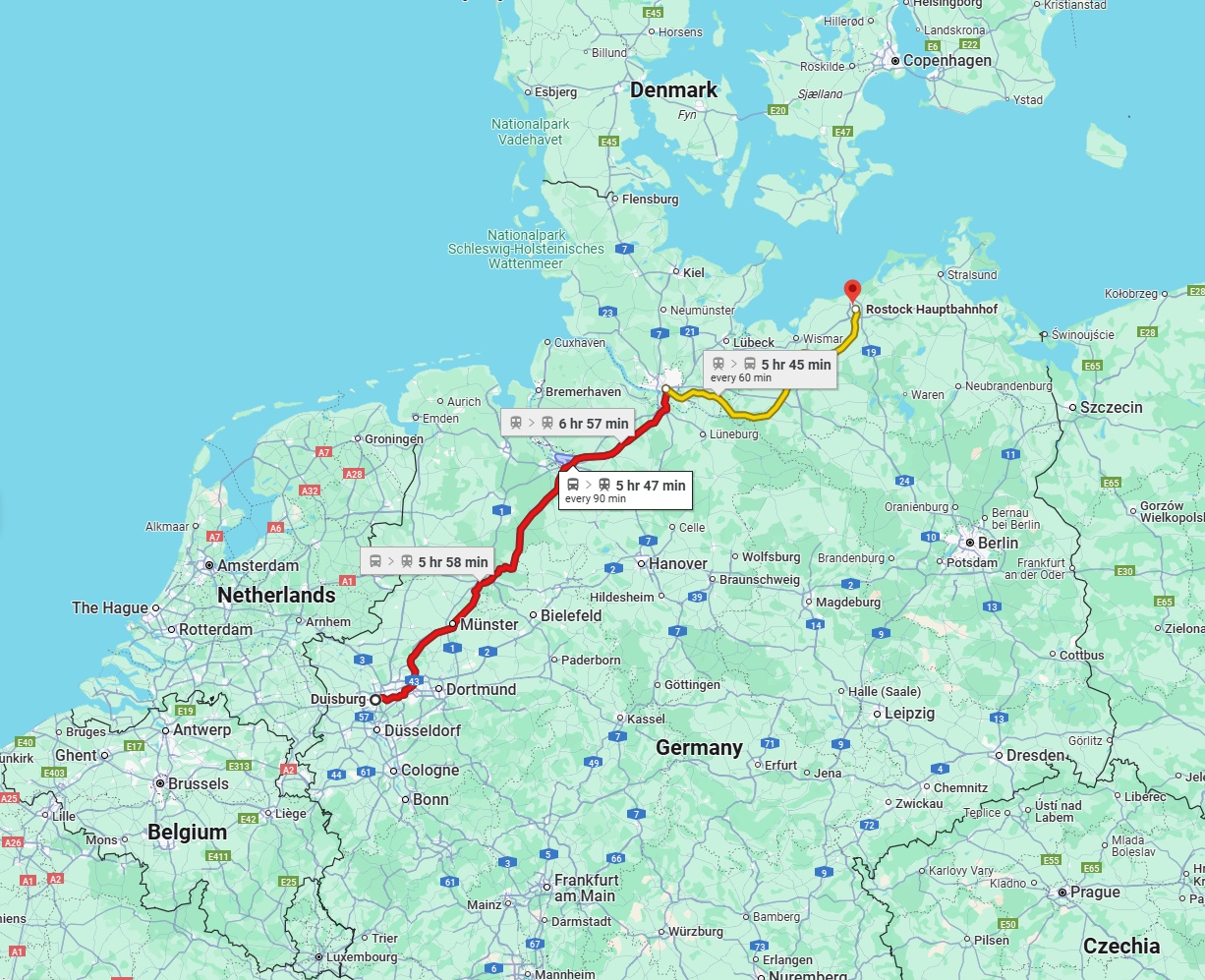 Anreise von Duisburg Zu Rostock Über 